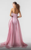 MNM Couture Style# G1937 blush pink mix of satin, lace, crepe and organza gown with a strapless bust and elegant train. | Couture Shop LA
