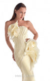 Off-white strapless mermaid gown MNM Couture Style G2135 featuring gradient mint pearl-embroidered lace and pleated lamé organza