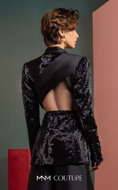 MNM Couture GOF2505 strapless dress in vibrant fuchsia taffeta, featuring a fitted bodice and a dramatically ruffled, voluminous high-low skirt. | Couture Shop LA