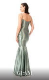 GLAM By MNM COUTURE H05019 rhinestone embellished maxi dress with spaghetti straps and straight-cut neckline.