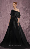 MNM Couture Style J03128 one-shoulder ballgown with a sheer bodice, taffeta skirt, and asymmetrical silhouette. \ Couture Shop LA