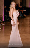 MNM Couture Style J03571 strapless mermaid gown with a corset top, crystal embellishments, and peplum details. \ Couture Shop LA