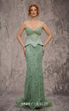 MNM Couture Style J03585 lace and beaded trumpet gown with a corset top and dramatic skirt. \ Couture Shop LA