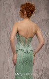 MNM Couture Style J03585 lace and beaded trumpet gown with a corset top and dramatic skirt. \ Couture Shop LA