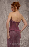 MNM Couture Style J03595 beaded column gown with an Olivia corset top and shimmering beadwork. \ Couture Shop LA