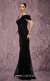 MNM Couture Style J03603 beaded mermaid gown with a corset top, mesh bodice, and off-the-shoulder straps. \ Couture Shop LA