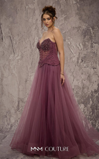 MNM Couture Style J03608 A-line organza gown with a beaded corset and sweetheart neckline. \ Couture Shop LA
