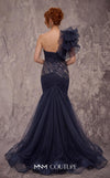 MNM Couture Style J03626 one-shouldered gown with ruched pleating and a mermaid hem. \ Couture Shop LA
