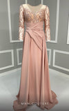 MNM Couture K3893 mermaid dress with illusion neckline, sequins, and long cape details.