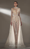 MNM Couture K3895 column dress with mesh embroidery and sequins.