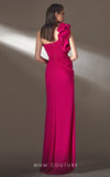 MNM Couture K3904 column dress with asymmetrical ruffle and pleat details. | Couture Shop LA