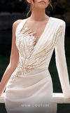 MNM Couture K3940 mermaid gown with long sleeves, illusion neckline, and draped bead embellishments. | Couture Shop LA