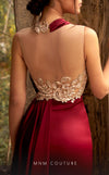 MNM Couture K3946 : Timeless Silk Halter Gown with Lace Appliqu�