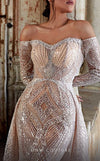 MNM Couture K3950 : Fully Embellished Off-Shoulder Gown with Open Back