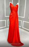 MNM Couture K3982 : Sophisticated Elegance in a Strapless Satin Dress.