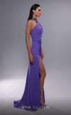 MNM Couture K4083 rayon crepe dress with halter neckline and side slit. | Couture Shop LA