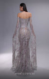 MNM Couture K4090 sheath gown with cascading beaded sleeves, U-plunge neckline, and illusion inset. | Couture Shop LA