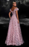 MNM Couture K4108 pink mesh A-line gown with floral embroidery and sequins | Couture Shop LA