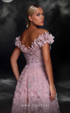 MNM Couture K4108 pink mesh A-line gown with floral embroidery and sequins | Couture Shop LA