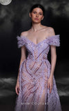 MNM Couture K4120 : Off-Shoulder Gown with Ruffled Sleeves and High Slit