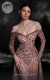 MNM Couture K4121 off-shoulder mesh dress fully embroidered with sequins. | Couture Shop LA