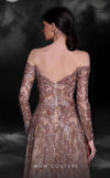 MNM Couture K4121 off-shoulder mesh dress fully embroidered with sequins. | Couture Shop LA