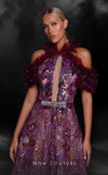 MNM Couture K4122 high-halter A-line gown with beading, ruffles, and a sweeping hemline. | Couture Shop LA