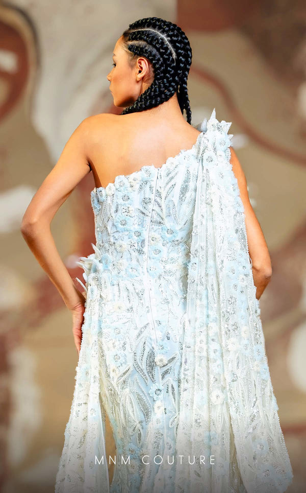 MNM Couture K4173 Light BLUE Embroidered One-Shoulder Evening Dress Light BLUE / 18 MNM Couture K4173 Light BLUE Embroidered One-Shoulder Evening Dress Light BLUE / 18