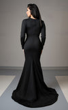 GLAM By MNM Couture L0002G sophisticated mermaid silhouette maxi dress with flattering waist draping. | Couture Shop LA