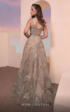 MNM Couture M0097 : Sequin-Beaded A-Line Gown with Plunging V-Neck