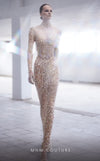 Illuminate the evening in this stunningly embroidered MNM Couture M1017 gown, accentuated with elegant beading and a graceful A-line silhouette. | Couture Shop LA