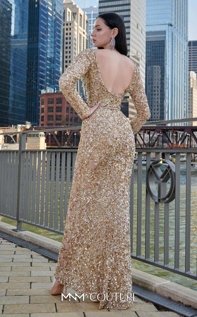 Illuminate the evening in this stunningly embroidered MNM Couture M1017 gown, accentuated with elegant beading and a graceful A-line silhouette. | Couture Shop LA