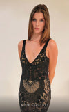 MNM Couture M1034 mini dress with spaghetti straps, deep V neckline, and low back cut. | Couture Shop LA
