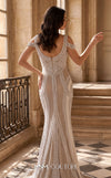 MNM Couture M1040 embroidered tulle back dress with double straps, off-shoulder style, and natural princess cut with a long train. | Couture Shop LA