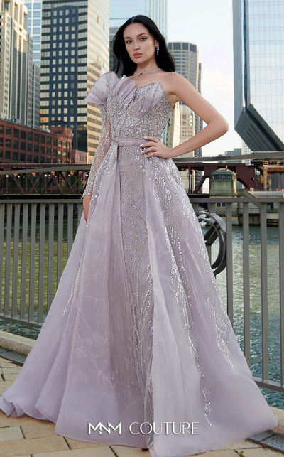 MNM Couture M1114 embroided Tulle� gown with asymmetrical� sweetheart neckline, one-side ruffles, and removable skirt. | Couture Shop LA