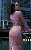 Discover unparalleled elegance with MNM Couture M1125 gown's beaded belt and stunning open back, perfect for making a grand entrance | Couture Shop LA