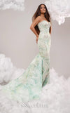 MNM Couture Style M1133 mermaid gown with strapless sweetheart neckline, 3D embroidered wave tulle, intricate beadwork, fit-and-flare silhouette, and flowing train.| Couture Shop LA