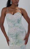 MNM Couture Style M1133 mermaid gown with strapless sweetheart neckline, 3D embroidered wave tulle, intricate beadwork, fit-and-flare silhouette, and flowing train.| Couture Shop LA