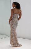MNM Couture M1186 showcasing a sleeveless, form-fitting mermaid gown fully embellished with sequins, beads, and diamonds, featuring a deep illusion U-neckline. | Couture Shop LA