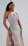 MNM Couture Style M1189 showcasing a sleeveless, fully embellished mermaid gown with a plunging illusion U-neckline, covered in sparkling sequins, beads, and diamonds. | Couture Shop LA
