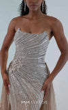 MNM Couture Style M1189 showcasing a sleeveless, fully embellished mermaid gown with a plunging illusion U-neckline, covered in sparkling sequins, beads, and diamonds. | Couture Shop LA