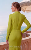 MNM Couture N0046 yellow flared gown with sweetheart neckline, and elegant fabric belt | Couture Shop LA