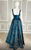 MNM Couture N0146 : A-Line Taffeta Gown with Floral Patterns and Buckle Belt