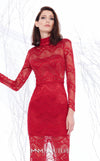 MNM Couture N0200A lace sheath gown with scalloped hemline and fitted bodice. | Couture Shop LA