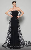 MNM Couture N0395 strapless gown with corset and cape detail.