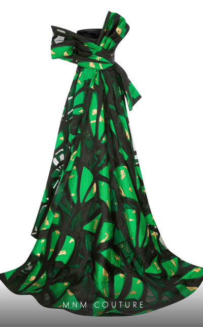 MNM Couture N0395 strapless trumpet gown with pleated back and fitted bodice. | Couture Shop LA