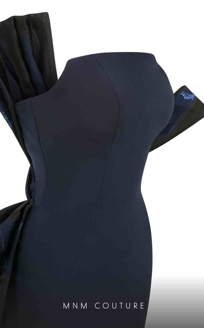 MNM Couture N0395 strapless trumpet gown with pleated back and fitted bodice. | Couture Shop LA