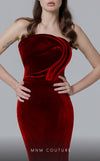 MNM Couture N0450 : Velvet Mermaid Gown with Strapless Folded Bodice and Train