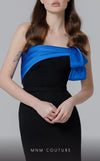 MNM Couture N0463 black and pink column gown with silk train cape and pleated neckline | Couture Shop LA