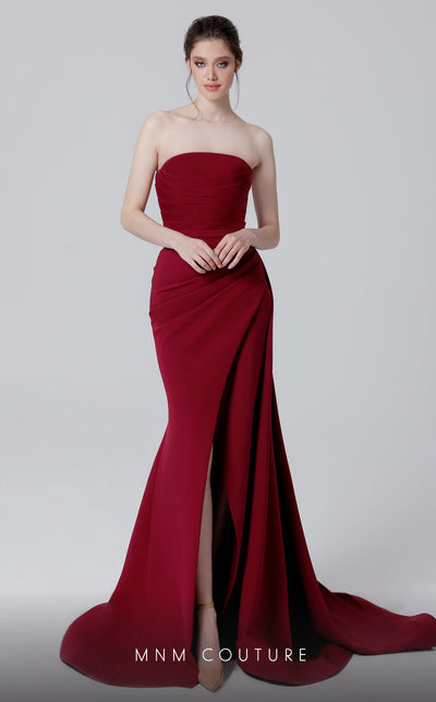 MNM Couture N0464 strapless bodycon gown with draped detailing. | Couture Shop LA